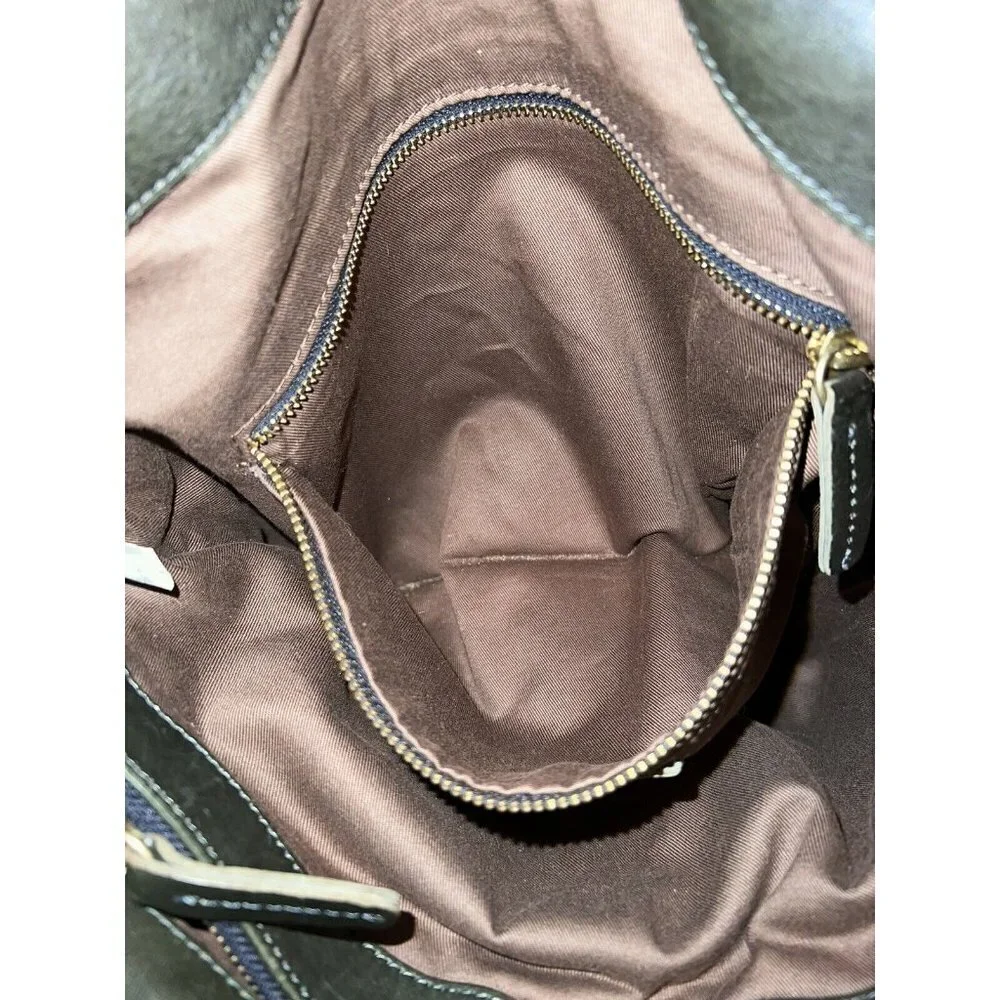 J. CREW Leather Jericho Large Olive Soft Leather Boho Tote Bag Purse Top Handle